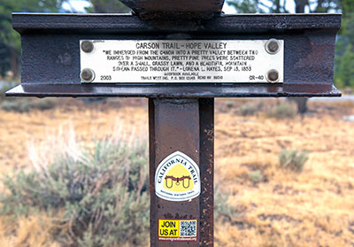 Carson Trail Marker 40: Hope Valley