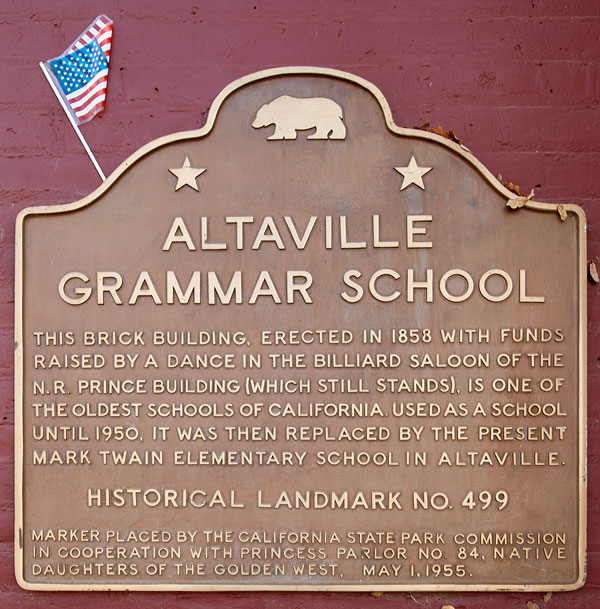 California Historical Landmark #499: Altaville Grammar School