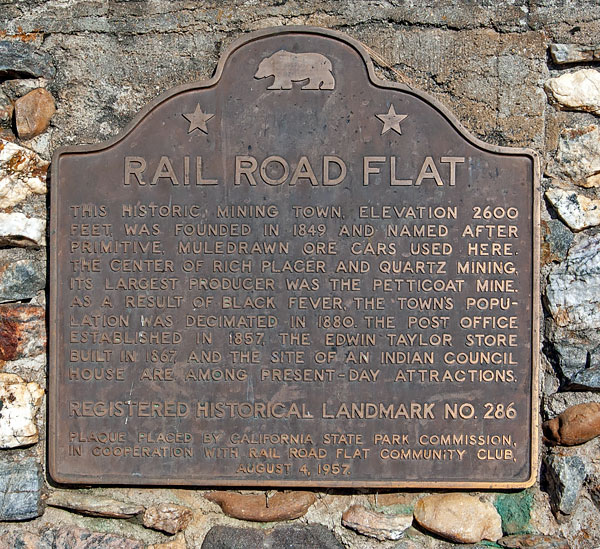 California Historical Landmark #286: Rail Road Flat