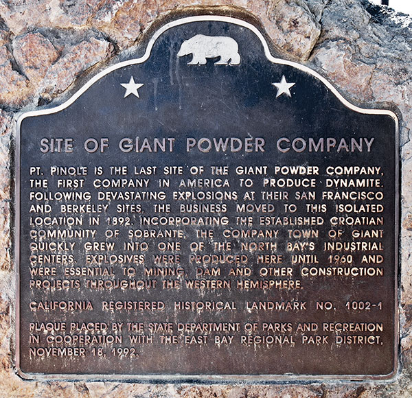 California Historical Landmark #1002-1: Giant Powder Company Site, California