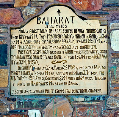 Historic Point of Interest: Ballarat Marker Near Death Valley