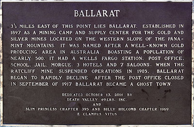 Historic Point of Interest: Ballarat Marker Near Death Valley