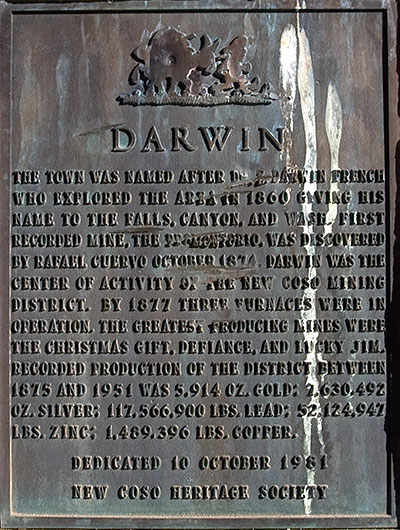 Historical Site in Inyo County, California: The Mining Town of Darwin