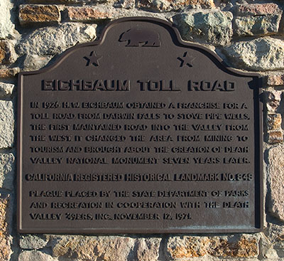 California Historical Landmark #848: Eichbaum Toll Road