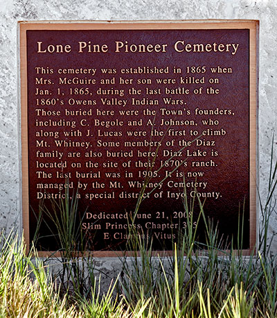 Historic Point of Interest: Lone Pine Pioneer Cemetery