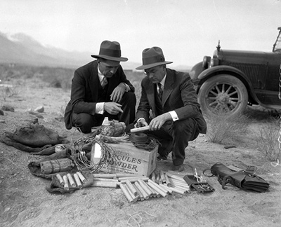 Dynamite and wire found in Owens Valley circa 1924