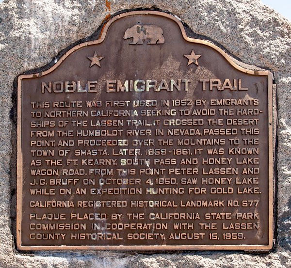 California Historical Landmark #677: Noble Emigrant Trail, California