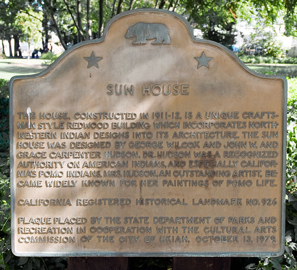 California Landmark 926: Sun House in Ukiah, California