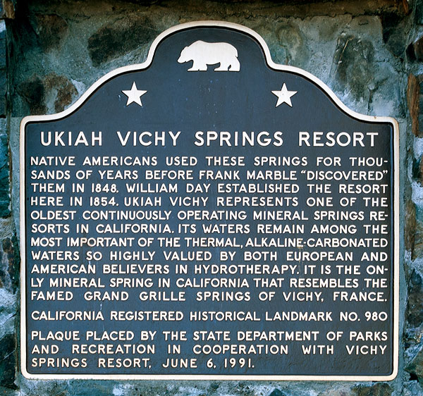 California Historical Landmark #980: Ukiah Vichy Springs Resort