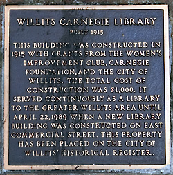 Carnegie Free Library in Willits, California