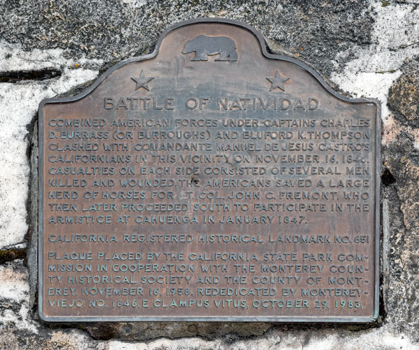 California Historical Landmark 651: Battle of Natividad Site Near Salinas