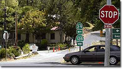 Intersection of Foothill and Lincoln in Calistoga, California