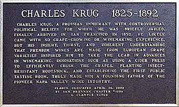 Charles Krug Commemorative Plaque