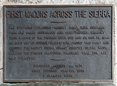 First Wagons Across the Sierra Commemorative Marker