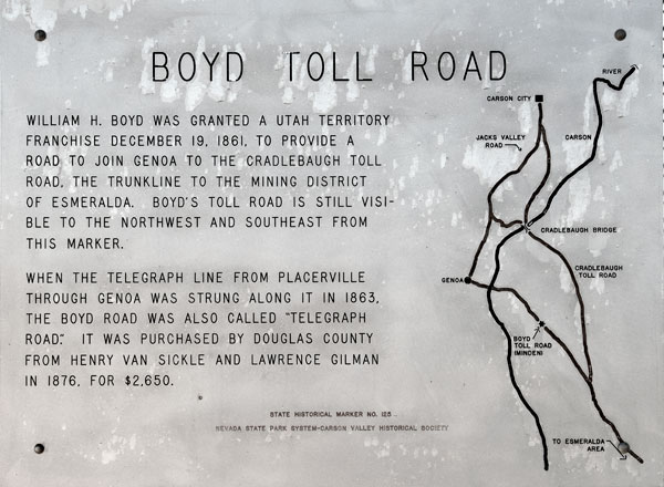 Nevada Historic Marker 124: Boyd Toll Road