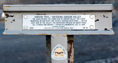 Carson Trail Marker 31: Entering Carson Valley
