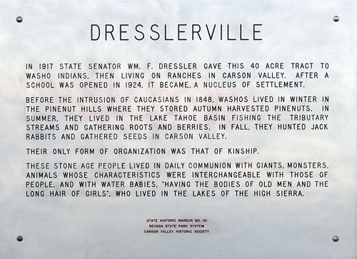 Nevada Historic Marker 131: Dresslerville