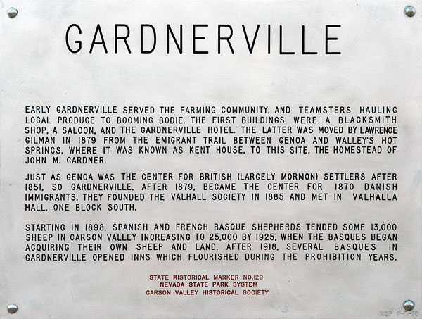 Nevada Historic Marker 129: Gardnerville