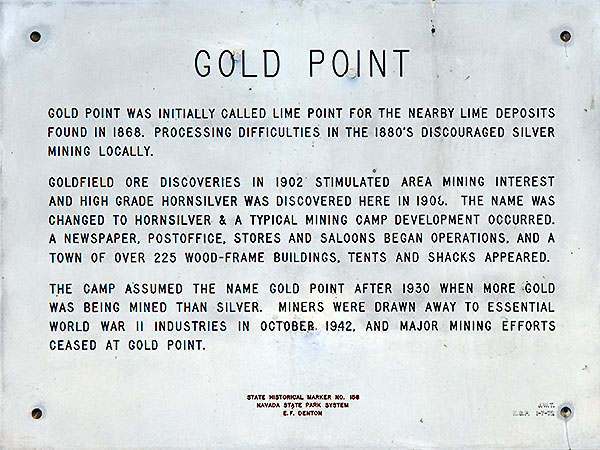 Nevada Historical Marker 156: Gold Point