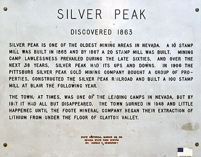 Nevada Historical Marker 155: Silver Peak