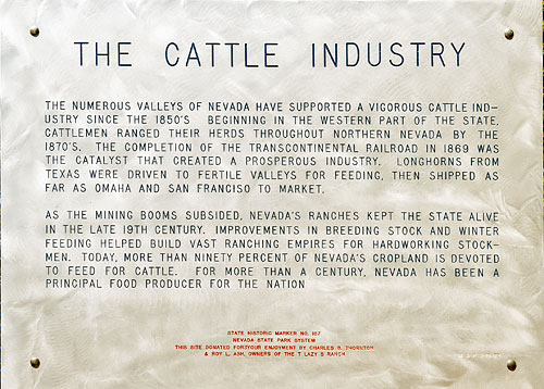 Nevada Historic Marker 187: The Cattle Industry