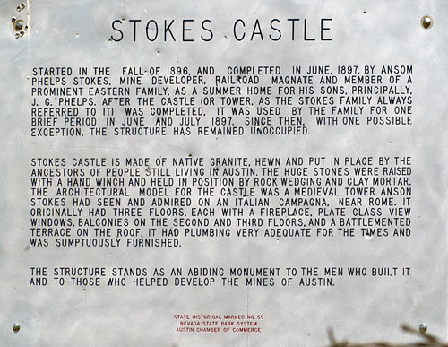 Nevada Historic Marker 59: Stokes Castle