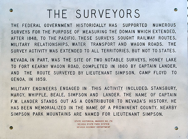 Nevada Historic Marker 176: The Surveyors