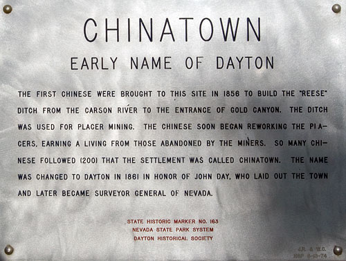Nevada Historical Marker 163: Chinatown in Dayton