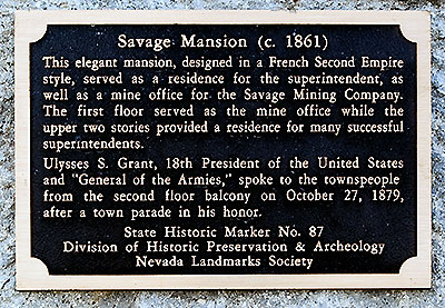 Nevada Historical Landmark 87: Savage Mansion