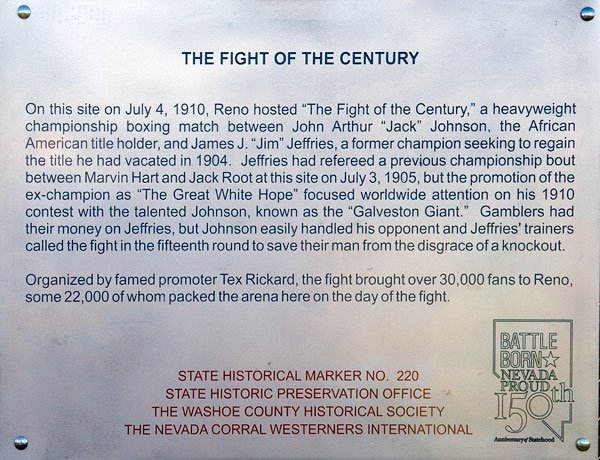 Nevada Historical Marker 220: Fight of the Century
