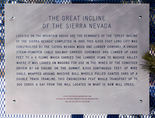 Nevada Historical Marker 246: Great Incline of the Sierra Nevada
