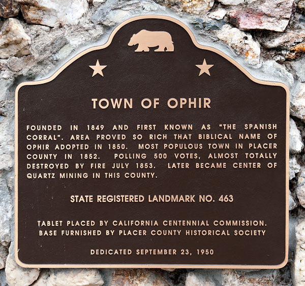 California Historical Landmark #463: Town of Ophir