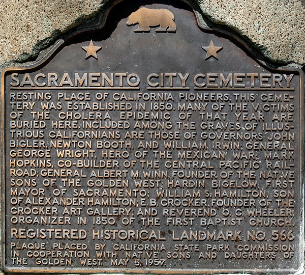 California Historical Landmark #566: Sacramento City Cemetery