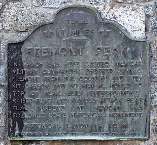 California Historical Landmark #181: Fremont Peak Marker in San Juan Bautista, California