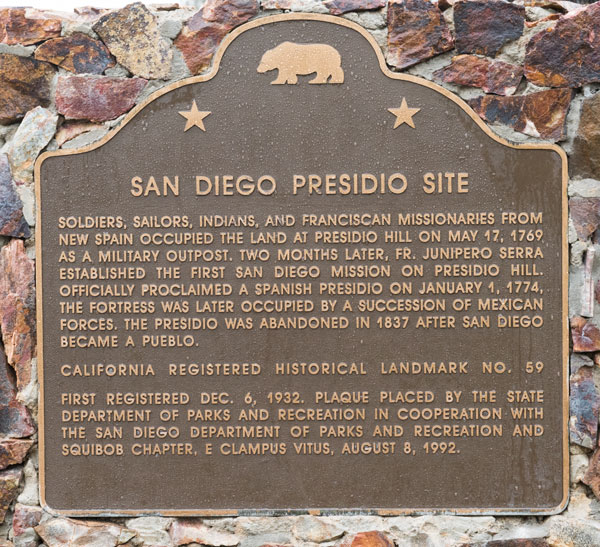 California Historical Landmark 59: San Diego Presidio Site, California