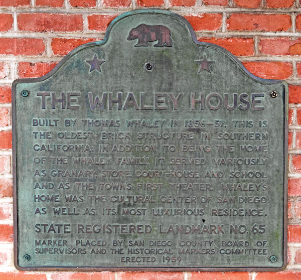California Historical Landmark 65: Whaley House in San Diego, California