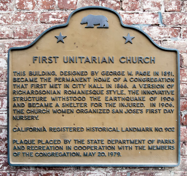 California Historical Landmark #902: First Unitarian Church of San Jose