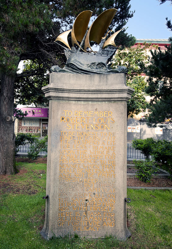 The Robert Louis Stevenson Monument was designed by Bruce Porter and Willis Polk and unveiled in 1897.