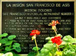 Mission Dolores Commemorative Plaque