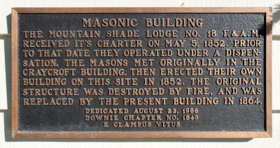 Historic Marker on Downieville Masonic Lodge
