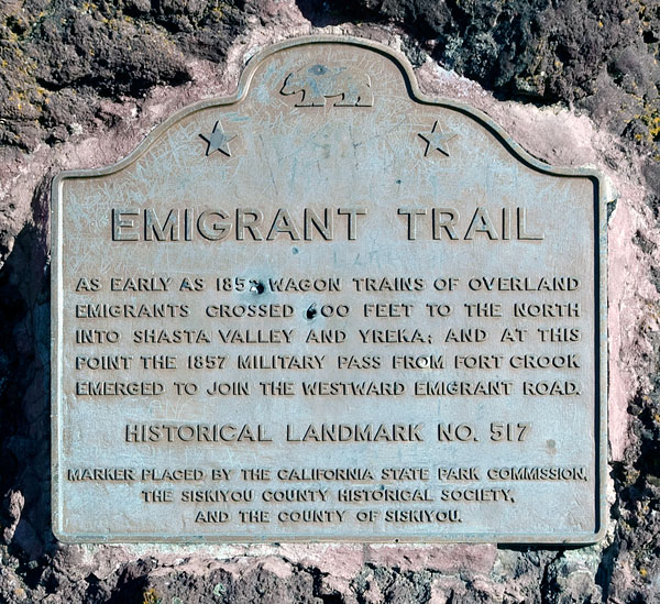 California Historical Landmark 517: Emigrant Trail Northeast of Weed, California