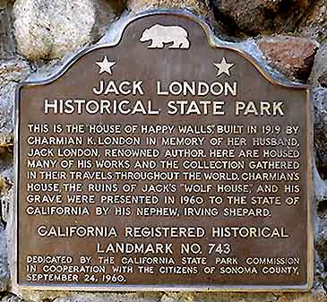 Jack London Historical State Park Commemorative Plaque