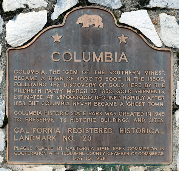 California Historical Landmark #123: Columbia