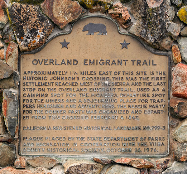 California Landmark 799-3: Overland Emigrant Trail