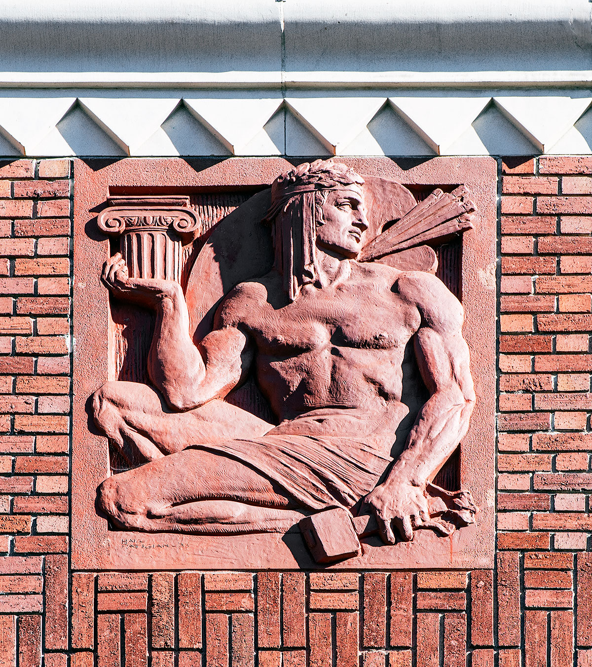 Terra cotta panel by Haig Patigian on Bohemian Club building