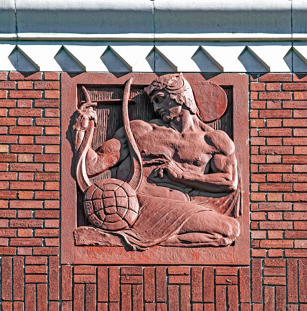 Terra cotta panel by Haig Patigian on Bohemian Club building