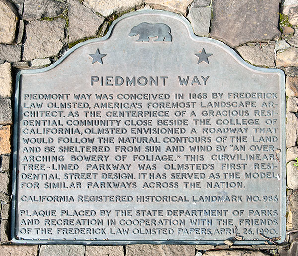 California Historical Landmark #986: Piedmont Way in Berkeley, California
