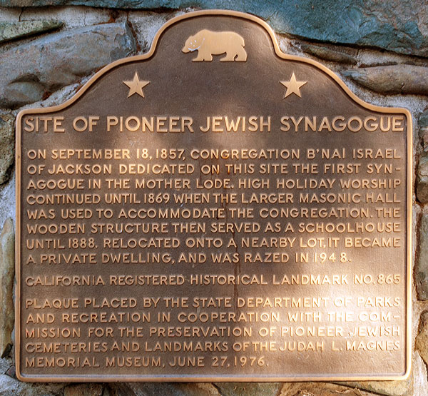 California Historical Landmark #865: Site of Pioneer Jewish Synagogue