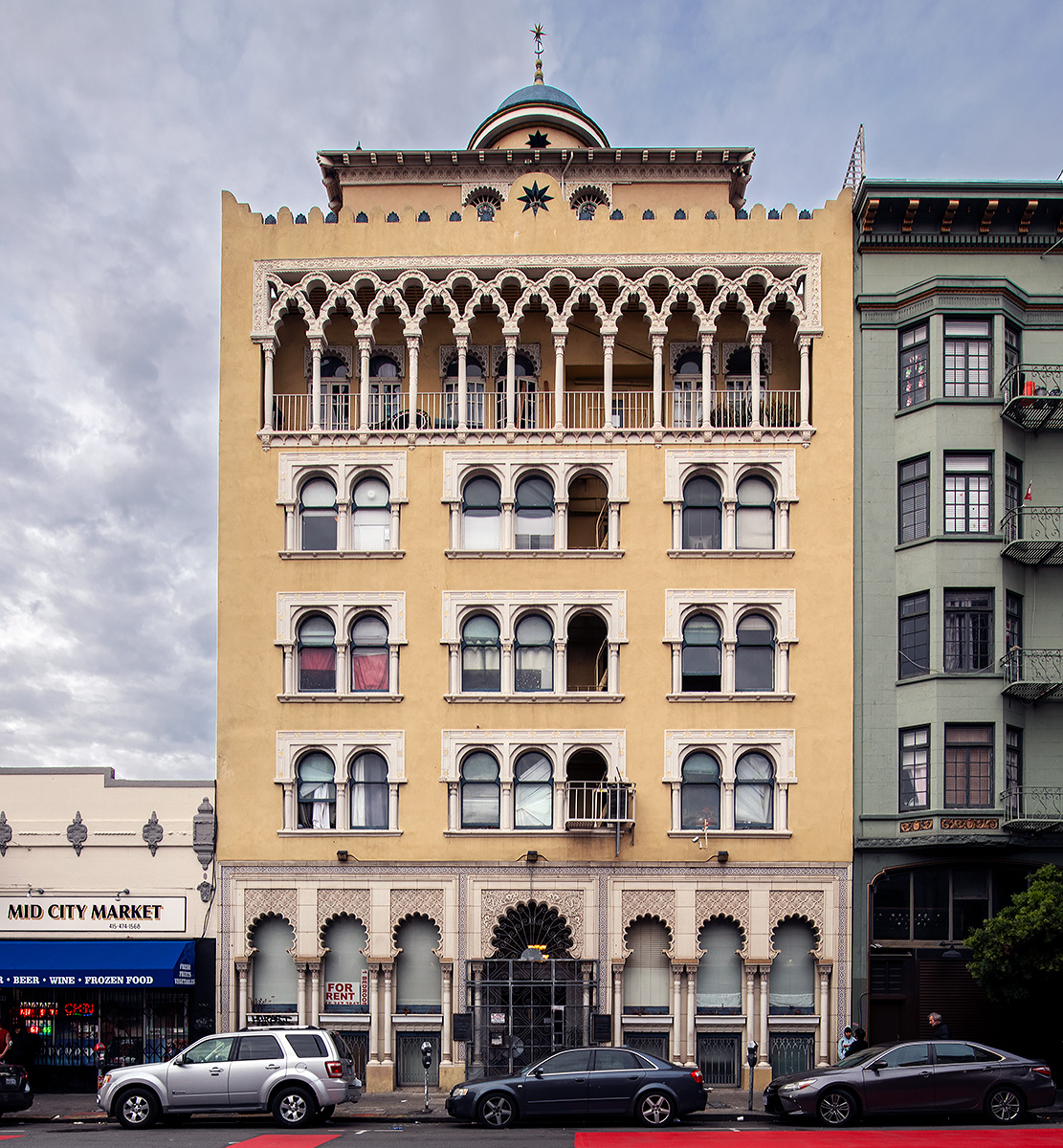 The Alhambra Apartments building at 860 Geary Street was designed by James Francis Dunn and built in 1914