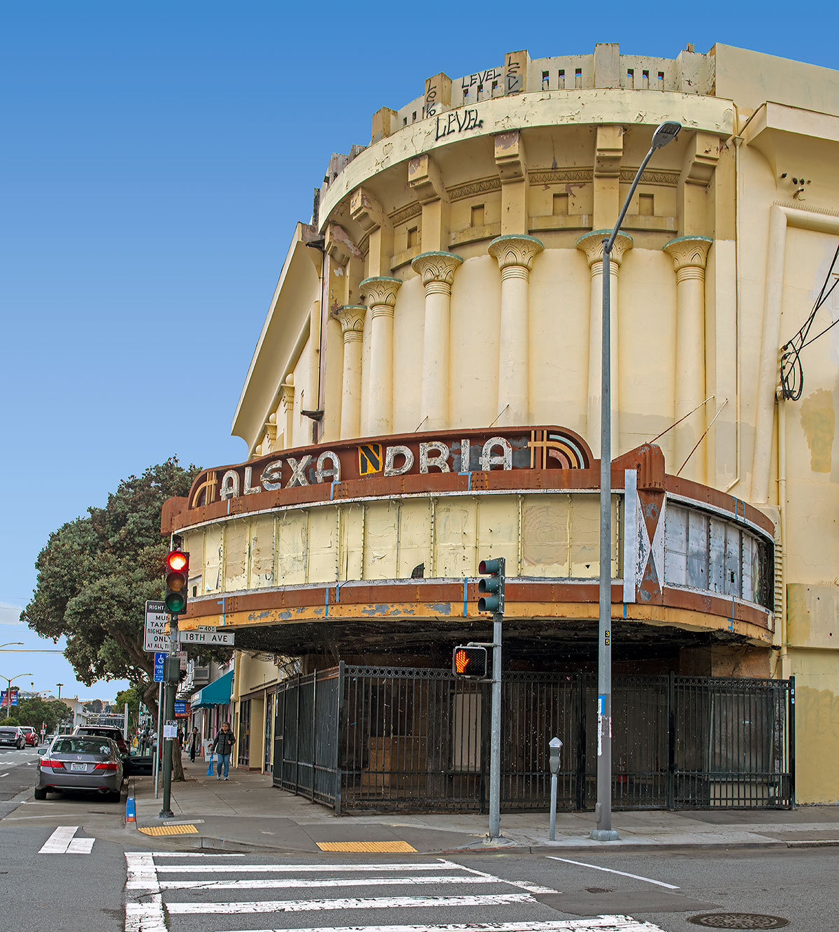 The Alexandria Theater at 5400 Geary Boulevard was designed by Reid & Reid and built in 1923.